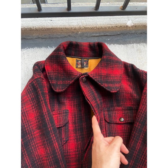 Vintage 50’s Woolrich Mackinaw Buffalo Plaid Wool Jacket Hunting Coat Red Size M - Picture 8 of 10